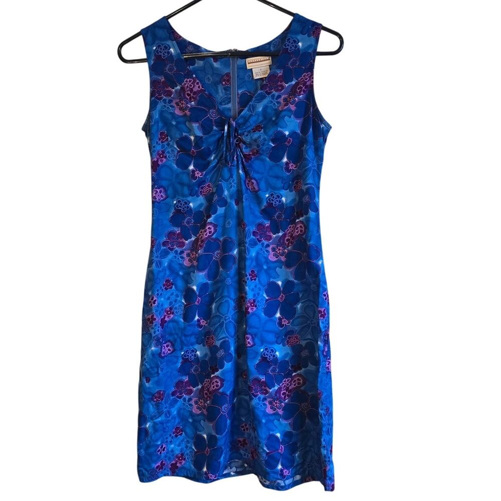 Expressions tropical blue floral vacation mini dress size 6